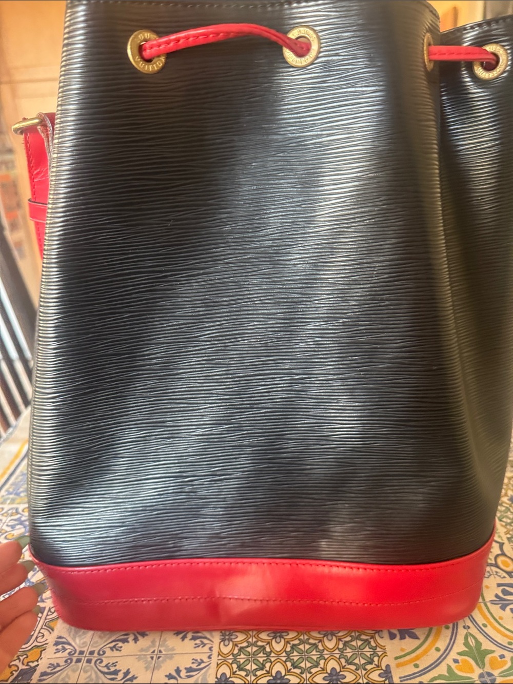 Louis Vuitton Black & Red Epi Leather Drawstring Bucket Bag - Picture 7 of 7